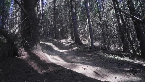 Mountain Biker-Dark descend Stock Footage 140942546
