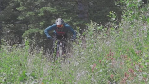 Mountain Biker Descending Stock Footage 139776606