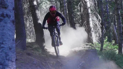 Mountain Biker- Dusty trail Stock Footage 140942436