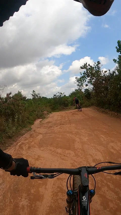 Mountain Biker Loses Control and Falls off Bridge, Cidade de Goias, Brazil - 12  Stock Footage 205427367