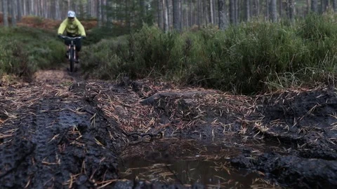 Mountain Biker Puddle Splash 2 Video stock 90861137
