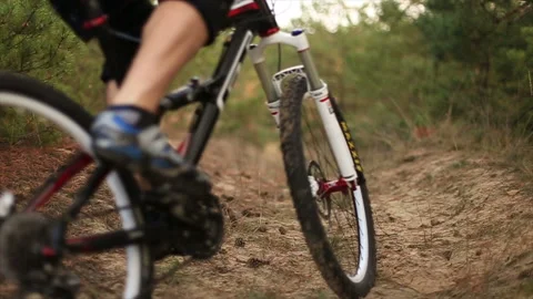 Mountain biker rides Stock Footage 87388943