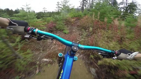 Mountain Biker Riding At High Speed On Single Track Trail 스톡 동영상 79700889