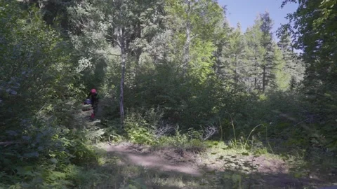Mountain Bikers- Around the bend Stock Footage 140942228