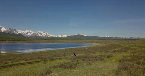 Mountain bikers in mountains of Altay Stock Footage 101880193