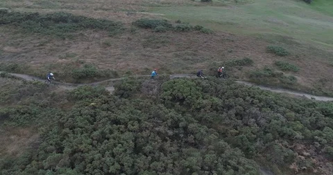 Mountain Bikers on a path Stock Footage 127153783