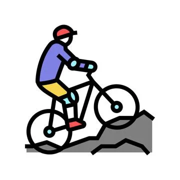 Mountain biking color icon vector illustration Stock Illustration