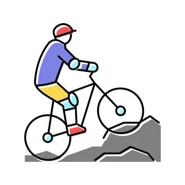 Mountain biking color icon vector illustration Illustrazione stock