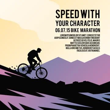 Mountain biking. Colorful vector poster. Stock Illustration