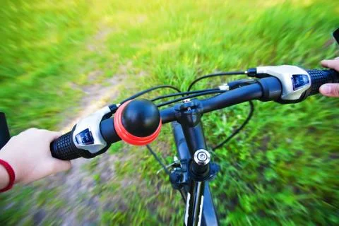 Mountain biking down hill Stock Photos