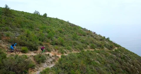 Mountain biking in the Finale Ligure. Stock Footage 99864033