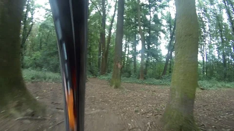 Mountain biking a forest path on bicycle. Video stock 90867532