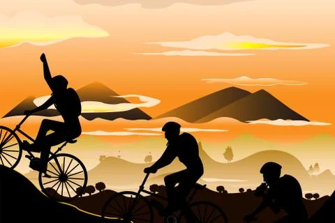 Mountain biking Illustrazione stock