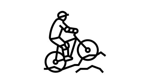 Mountain biking line icon animation Stock Footage 224409240