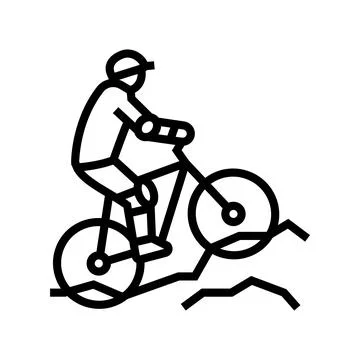 Mountain biking line icon vector illustration Stock Illustration