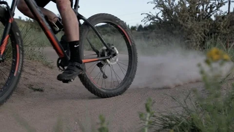 Mountain Biking Slow Motion Skid in Dirt Stock Footage 101028521