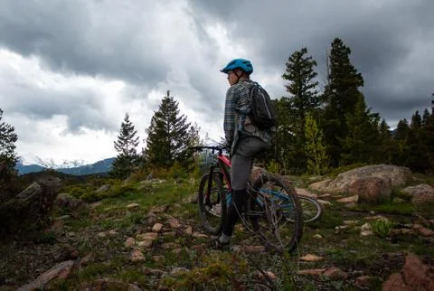 Mountain Biking Before the Storm Stock Photos