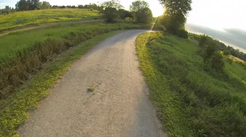 Mountain biking at sunset Stock Footage 40862442