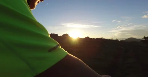 Mountain biking at sunset Stock Footage 82354746