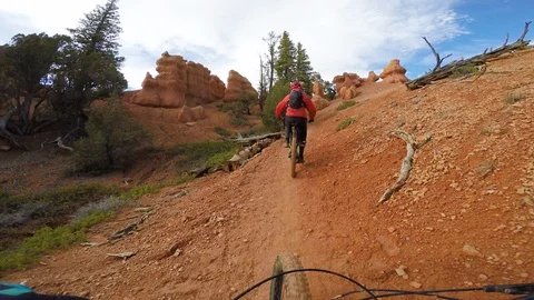 Mountain Biking Through Unique Geological Formations In The Desert Stock Footage 114359109
