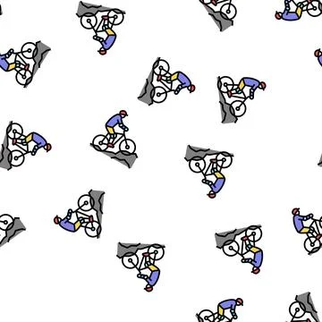 Mountain biking vector seamless pattern Illustrazione stock