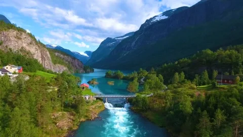 Mountain blue river scenery Video stock 270817832