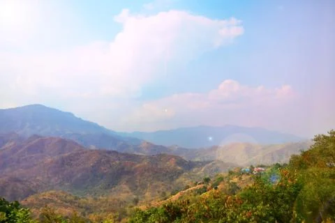 Mountain at the blue sky. Stock Photos