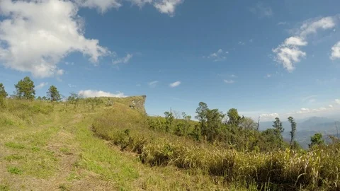 Mountain with blue sky at Phu Chee Pha in chiangrai province Thailand Stock Footage 106335210