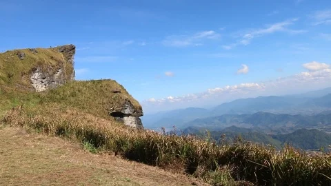 Mountain with blue sky at Phu Chee Pha in chiangrai Thailand. Stock Footage 111855840