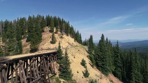 Mountain bridge high on a ridge Stock Footage 96294776