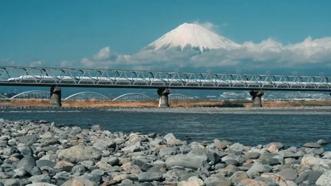Mountain bridge river train Stock Footage 270816789