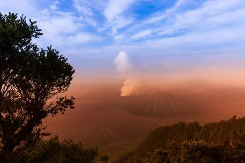Mountain Bromo volcano - island Java Indonesia Mountain Bromo volcano on i... Foto stock