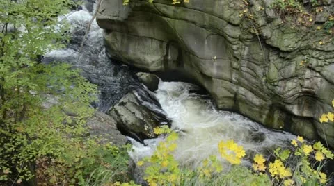 Mountain brook with granite rocks, Bode Valley Nature Reserve, Germany Stock Footage 12955718