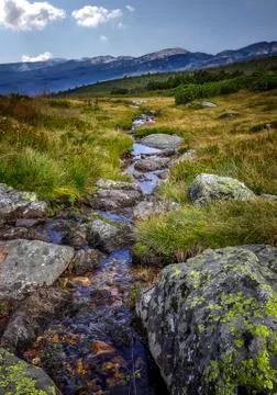 Mountain brook with rocks. Foto stock