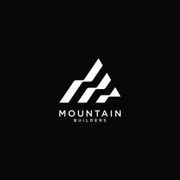 Mountain builder minimal logo, line art icon logo Stock Illustration