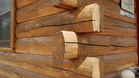 Mountain Cabin Corner Logs Stock Footage 234165801