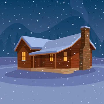 Mountain Cabin Stock Illustration