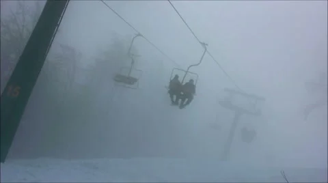 Mountain cable car in the fog Stock Footage 63547747