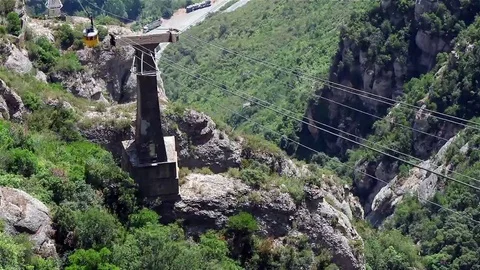 Mountain cableway car climbing up Stock Footage 69099570