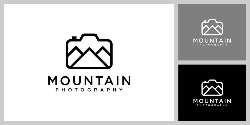 Mountain camera logo design vector template Illustrazione stock