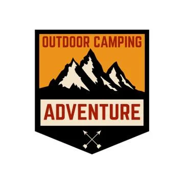 Mountain camp emblem template. Design element for poster, logo, label, sign,  Stock Illustration