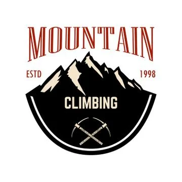 Mountain camp emblem template. Design element for poster, logo, label, sign,  Stock Illustration