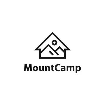 Mountain camp house. Vector logo template Illustrazione stock