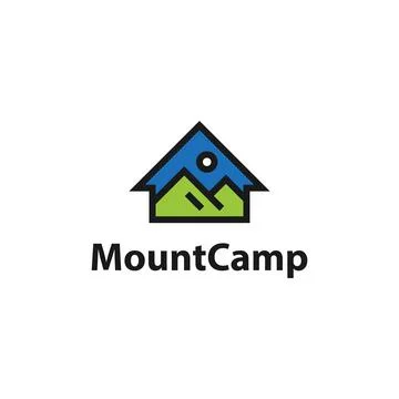 Mountain camp house. Vector logo template Stock Illustration