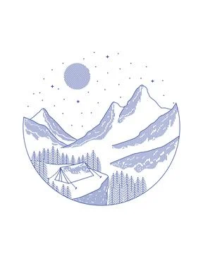 Mountain with camp Stock Illustration
