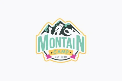 Mountain camp vector logo template Stock-Illustration