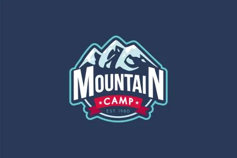 Mountain camp vector logo template Stock Illustration