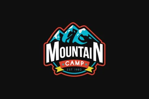 Mountain camp vector logo template Illustrazione stock