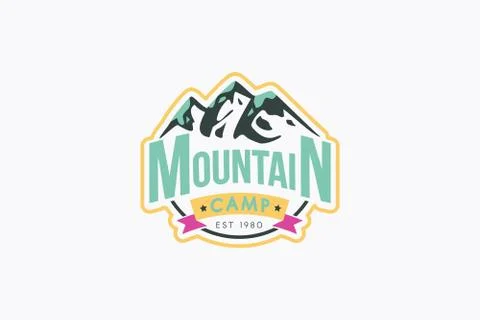 Mountain camp vector logo template Stock Illustration