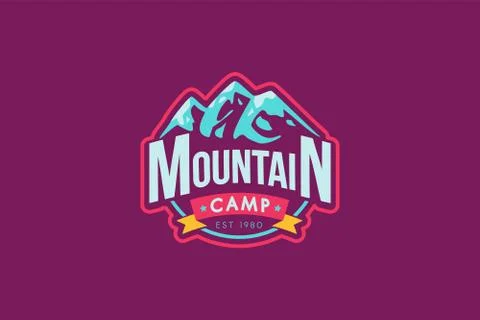 Mountain camp vector logo template Stock Illustration